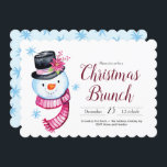 Invitación Navidades Brunch Cute Watercolor Snowman Script<br><div class="desc">Cute Watercolor snowman en el sombrero superior con poinsettia y ilustracion de bufanda a rayas. Utilice la plantilla para ajustar el texto del brunch de Navidades. Obra de Valarie Wade.</div>
