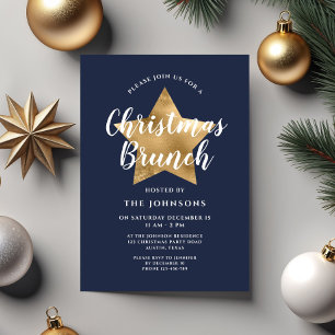 Invitación Navidades Brunch de la Estrella de Oro Azul de la 