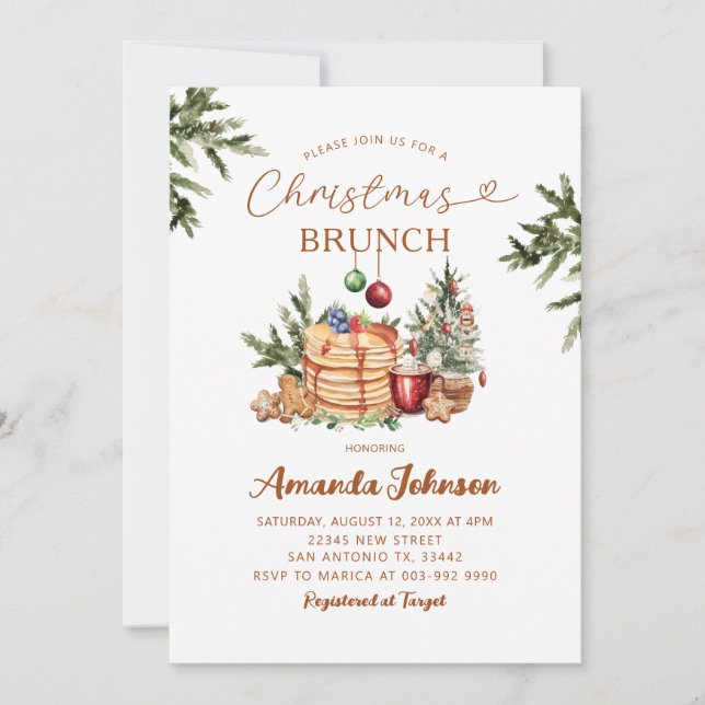 Invitación Navidades brunch de la fiesta de feriado de pastel (Anverso)