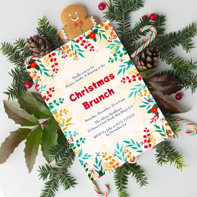 Invitación Navidades brunch del invierno Eucalyptus Pine Poin (Subido por el creador)
