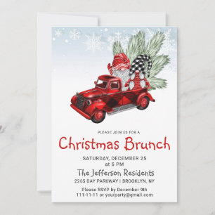 Invitación Navidades brunch del vintage Buffalo Red Truck Gno