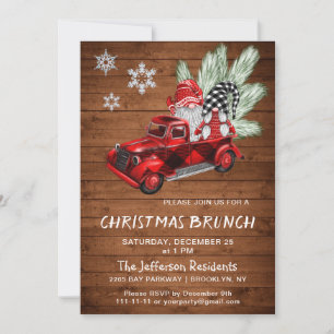 Invitación Navidades brunch del vintage Buffalo Red Truck Gno