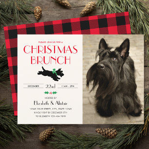Invitación Navidades Brunch Fiesta Scottie Dog Photo Red