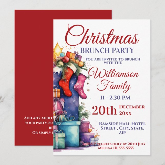 Invitación Navidades Brunch Santa Sack (Anverso / Reverso)