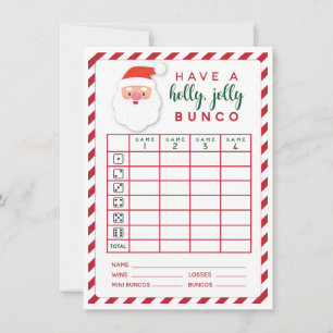 Invitación Navidades bunco Holly Jolly Holiday score card