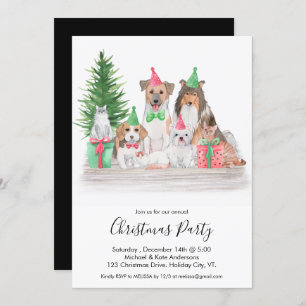 Invitación Navidades burdos Animales Perro Gato Cachorro Fies
