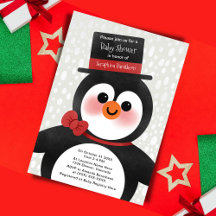 Navidades burdos Tuxedo Penguin Baby Shower
