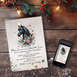 Invitación Navidades Caballo de Invierno Con Flores