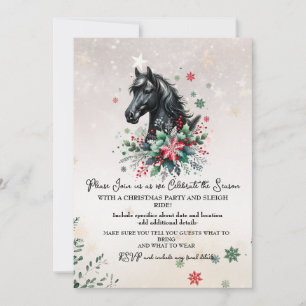Invitación Navidades Caballo de Invierno Con Flores