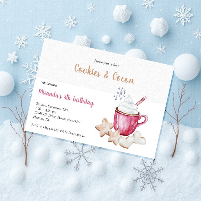 Invitación Navidades Cacao Caliente Y Acuarela De Cookies (Subido por el creador)