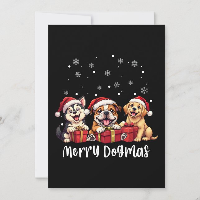 Invitación Navidades Cachorros Perros Merry Dogmas (Anverso)
