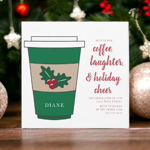 Invitación Navidades Café Festividad Personalizada Holly