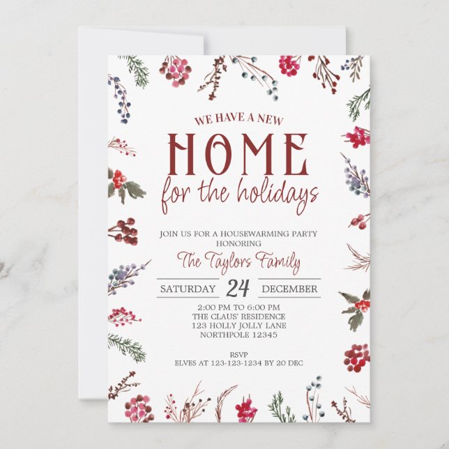 Invitación Navidades Calentamiento de casa, nuevo hogar para  (Anverso)