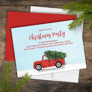 Invitación Navidades Camión Rojo Vintage simple de invierno