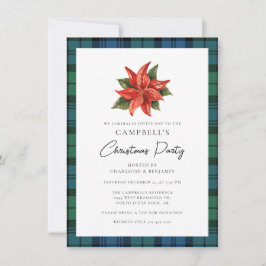 Invitación Navidades Campbell Tartán de la acuarela de plásti