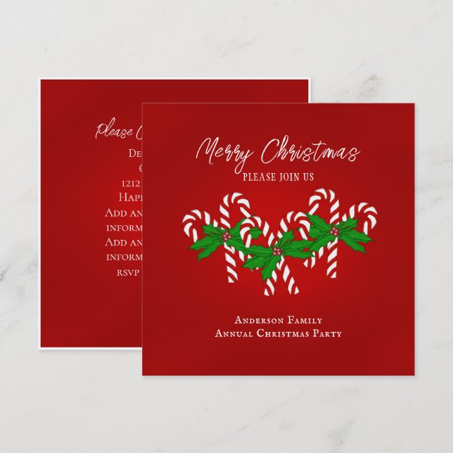 Invitación Navidades Candy Cane (Anverso / Reverso)