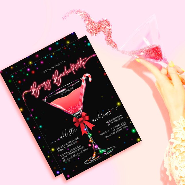 Invitación Navidades Candy Cane Martini Boozy Bachelorette (Subido por el creador)