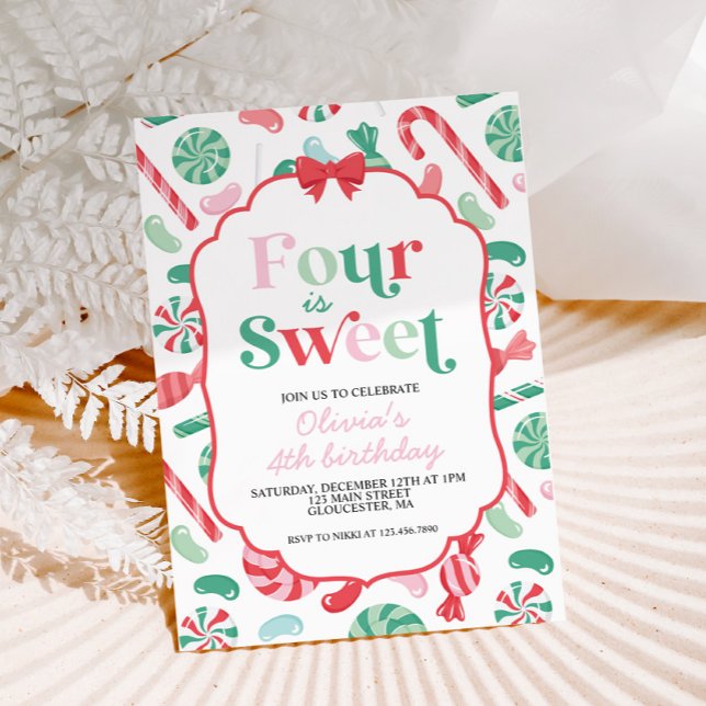 Invitación Navidades Candy Four es dulce cuarto cumpleaños (Subido por el creador)