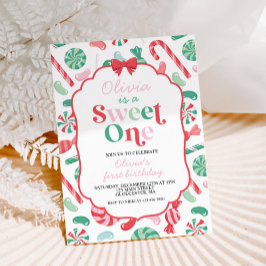 Invitación Navidades Candy Sweet One First Birday