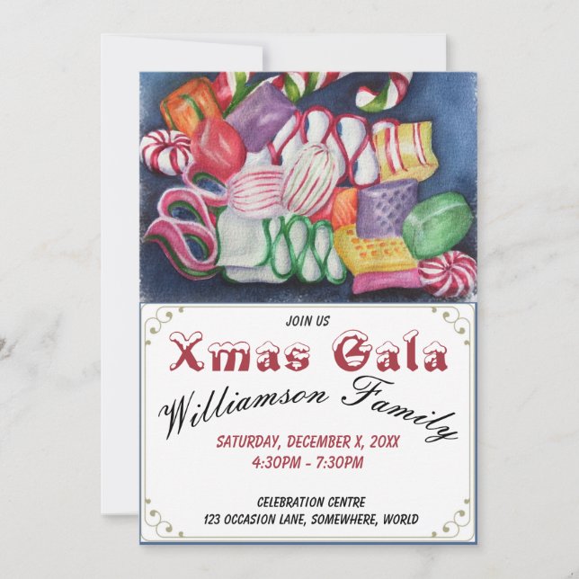 INVITACIÓN NAVIDADES CANDY XMAS GALA PARTY INVITATION (Anverso)