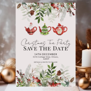 Invitación Navidades caprichosos Fiesta de té salven la fecha