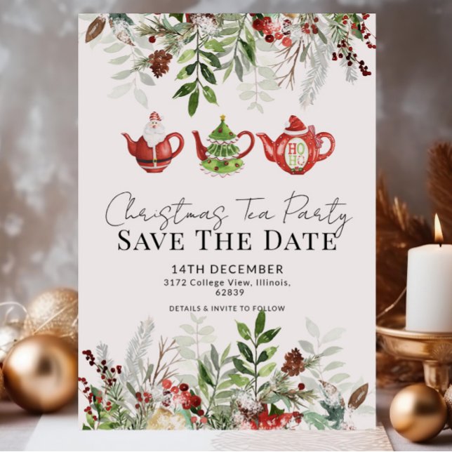 Invitación Navidades caprichosos Fiesta de té salven la fecha (Subido por el creador)