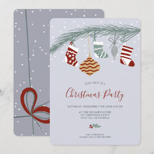 Invitación Navidades caprichosos modernos calcetines ilustrac