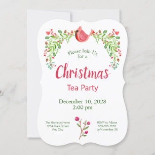 Invitación Navidades cardinales Tea Fiesta