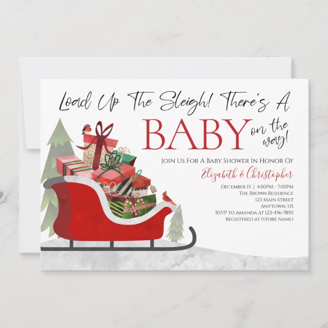 Invitación Navidades Cargan El Baby Shower De Invierno De Sle (Anverso)