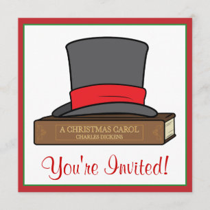 Invitación Navidades Carol e inglés Top Hat Fiesta
