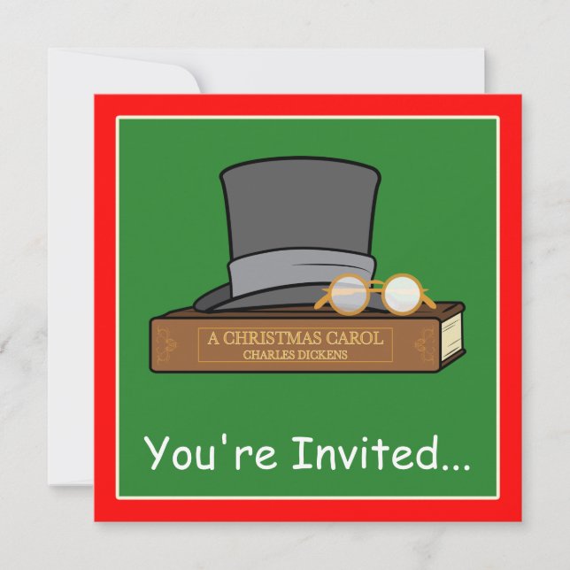 Invitación Navidades Carol y Top Hat y Spectacles ingleses (Anverso)