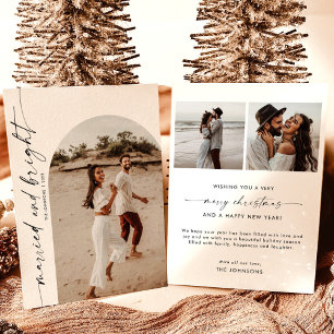 Invitación Navidades casados y brillantes con foto de arca na