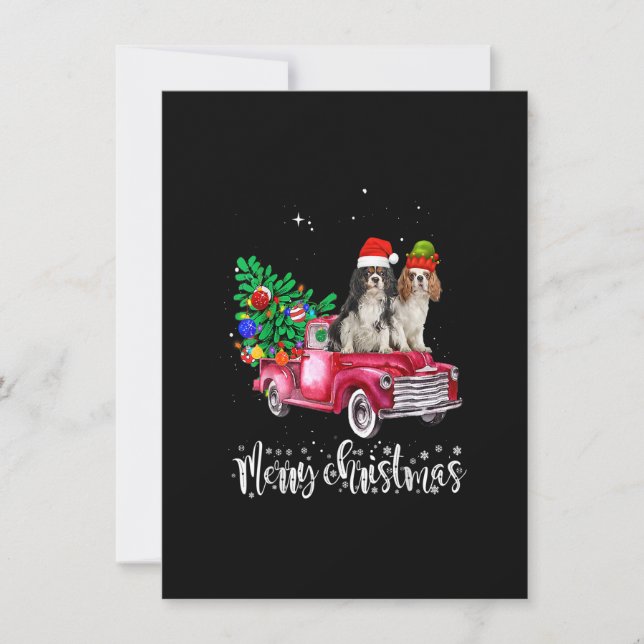 Invitación Navidades Cavalier King Charles Spaniel viajan Red (Anverso)