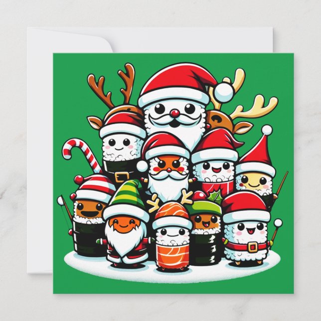Invitación Navidades Celebración de la Fiesta de Sushi (Anverso)
