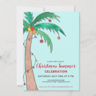 Invitación Navidades Celebración de verano Fiesta Palm Tree