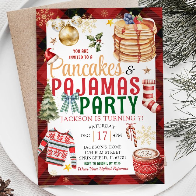 Invitación Navidades celebran fiesta de cumpleaños de Pajamas (Subido por el creador)
