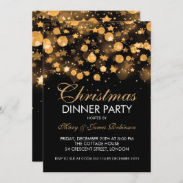 Invitación Navidades Cena Fiesta Oro Estrellas parkling