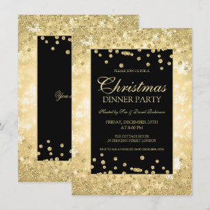 Invitación Navidades Cena Fiesta Oro Purpurina Winder Wonder