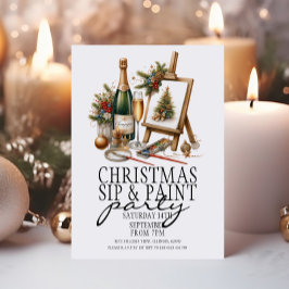 Invitación Navidades Champagne Sip y Paint Art Fiesta