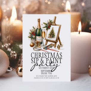 Invitación Navidades Champagne Sip y Paint Art Fiesta