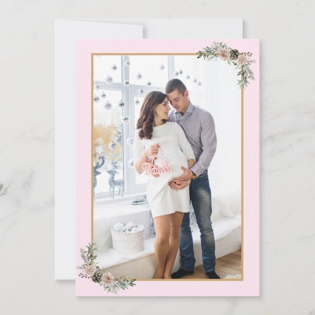 Invitación Navidades Chica de embarazo Fotografía floral mode