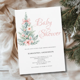 Invitación Navidades Chica de invierno Baby Shower