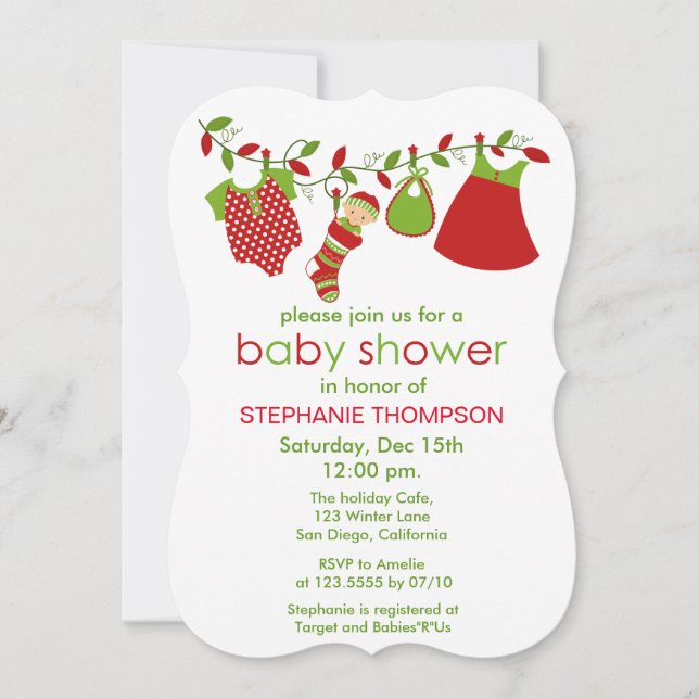 Invitación Navidades Chica de lavandería para bebés Invitació (Anverso)
