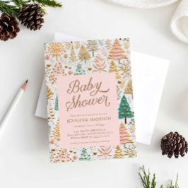 Invitación Navidades Chica rosado Baby Shower