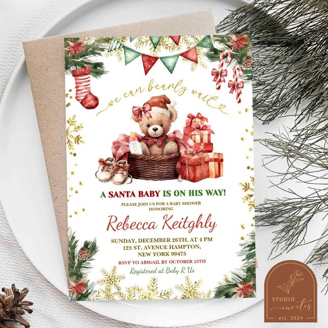 Invitación Navidades Chica Santa Baby Shower (Subido por el creador)