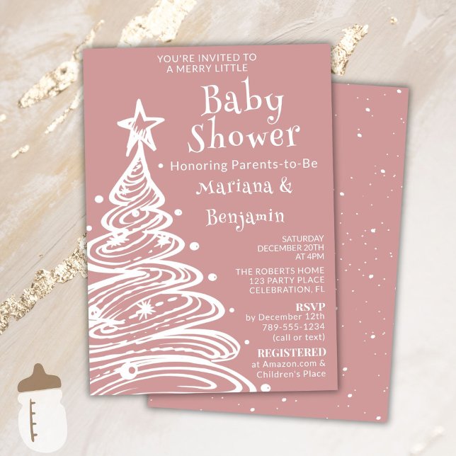 Invitación Navidades Chicas rosadas Parejas Baby Shower (Subido por el creador)