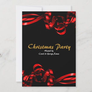 Invitación Navidades cintas rojas elegantes y elegantes