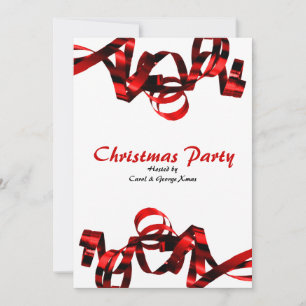 Invitación Navidades cintas rojas elegantes y elegantes