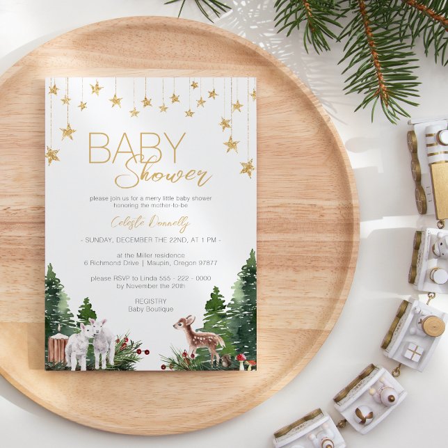 Invitación Navidades clásicos Baby Shower neutral de género b (Subido por el creador)