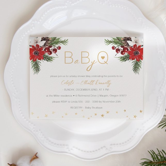 Invitación Navidades clásicos Bebé blanco BBQ Baby Shower (Subido por el creador)